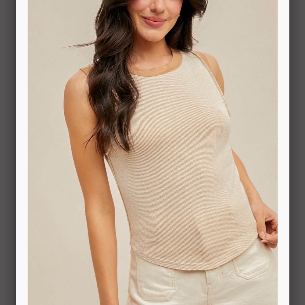 Ribbed Two-Toned Tank NWOT Ruby Jane Boutique